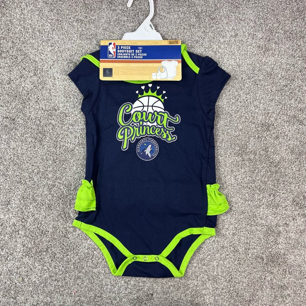 NEW! Timberwolves "Court Princess" outfit, bib, & booties size 24mo.